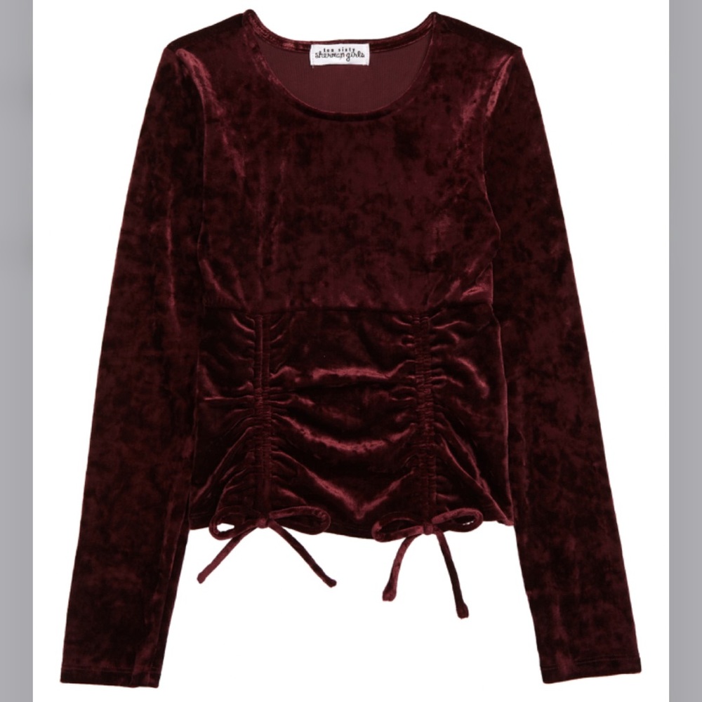 Ten Sixty Sherman Kids' Cinch Front Stretch Velvet Top NWT Size XL